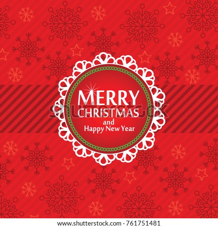 Christmas red background with snowflakes. Vector illustration
