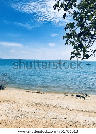 The sea on a bright blue day and beautiful place