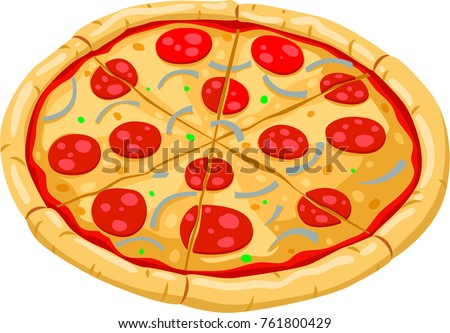 Pizza-flat coloring style-illustration for the children