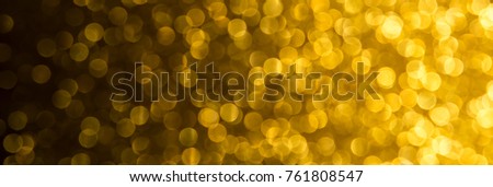 Gold glitter abstract background with bokeh defocused lights christmas - panoramic