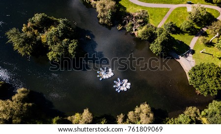 Boats In A Lake Top View 
