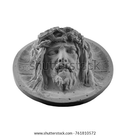 plaster medalion bas, face of Christ