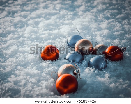 Christmas toys in the snow
