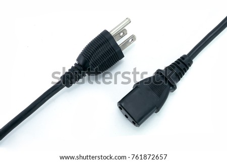 Black power cable isolated on white background Royalty-Free Stock Photo #761872657