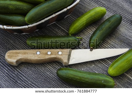 cucumber pictures in basket, great looking multi-cucumber pictures, knife and cucumber pictures
