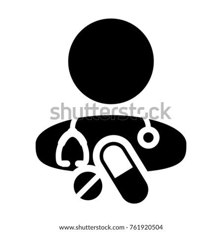 Medical Icon Vector Male Doctor with Pill and Tablet Medicines for Medical Treatment and Consultation Physician Avatar With Stethoscope Symbol in Glyph Pictogram illustration