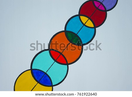 Abstract interlocking circles on white background