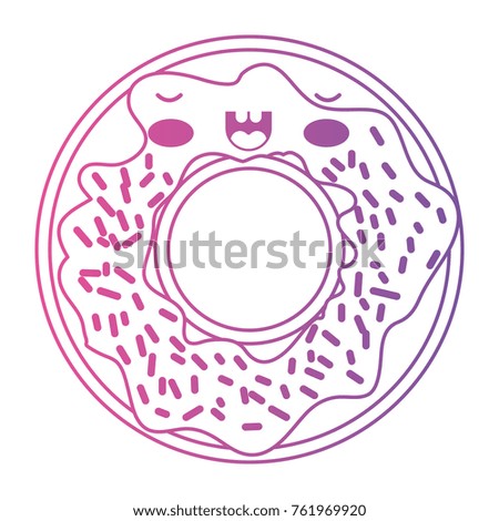 kawaii donut with cream and sparks in degraded magenta to purple color contour