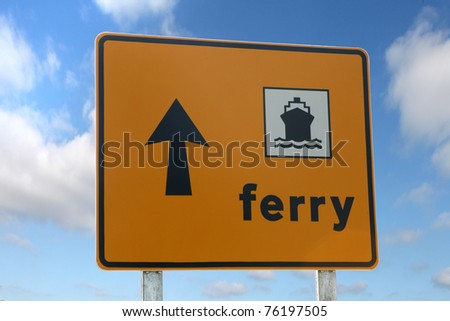 Ferry stations signs over blue sky