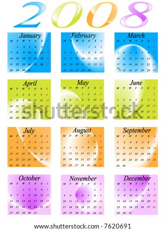 Illustration of calendar for 2008. year