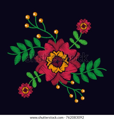 embroidery with flowers textile traditional fashion