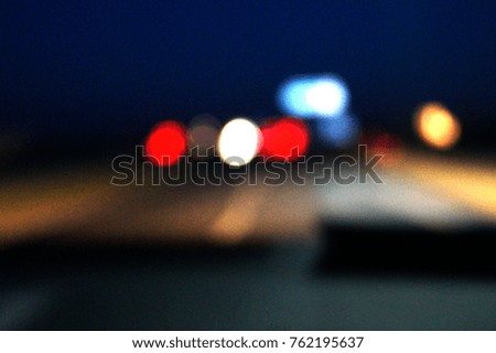 Night traffic concept, blurred car light. Picture blurred for background abstract out of focus