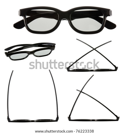 3D glasses modern cinema vision isolated on white background.