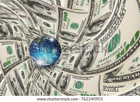 Globe on US dollars  "Elements of this image furnished by NASA "
