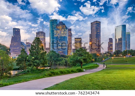 Houston, Texas, USA downtown city skyline. Royalty-Free Stock Photo #762343474