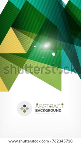 Triangle design business template with lights, vector geometric professional minimal template, blue and yellow colors
