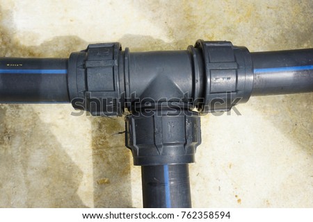 HDPE pipe joint Royalty-Free Stock Photo #762358594