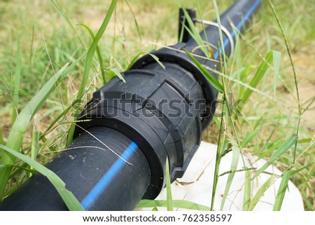 HDPE pipe joint Royalty-Free Stock Photo #762358597