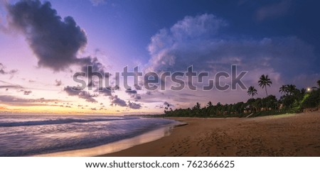 Colorful panorama of sunset on Sri Lanka