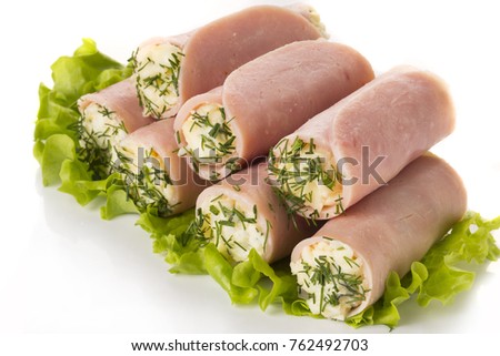 Ham wrap with cheese and greens
