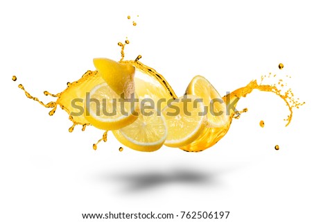 Lemon splash white background Royalty-Free Stock Photo #762506197