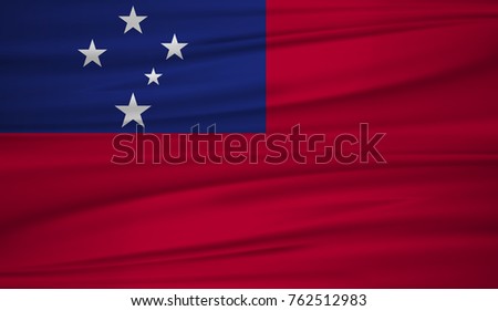 Samoa flag vector. Vector flag of Samoa blowing in the wind. EPS 10.