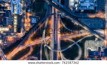 Urban Traffic - Birdseye view - Aerial 