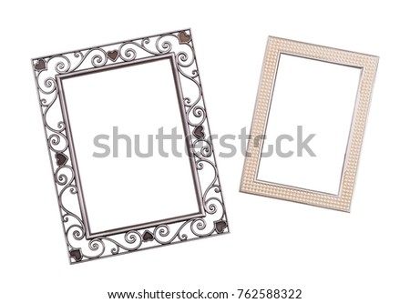 two old photo frames on isolated background