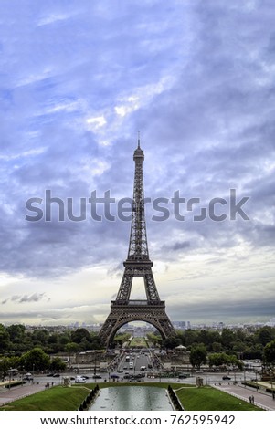 Famous and beautiful Eiffel tower in Paris, France.