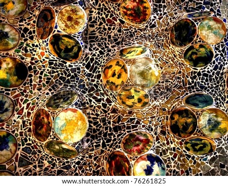 colorful artwork from little glass pieces mosaic with round forms