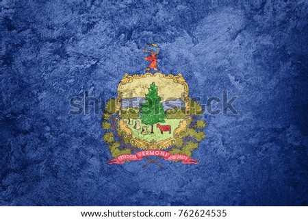 Grunge Vermont state flag. Vermont flag background grunge texture.