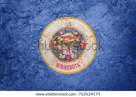 Grunge Minnesota state flag. Minnesota flag background grunge texture.