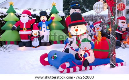 Cartoon Christmas characters celebrating the festive season.