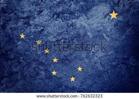Grunge Alaska state flag. Alaska flag background grunge texture.