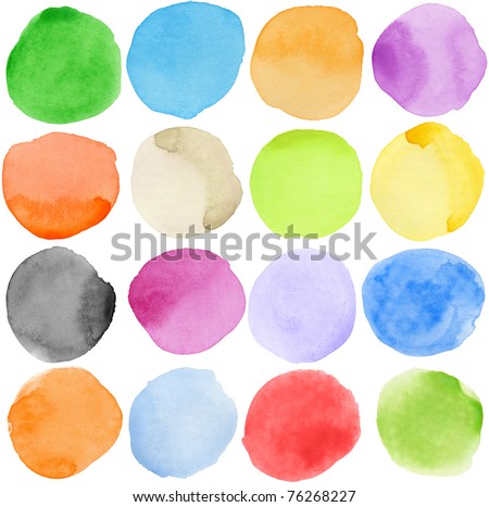 Watercolor hand painted circle shape design elements. Made myself. Royalty-Free Stock Photo #76268227
