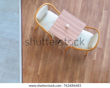 Top view tables and  chairs Royalty-Free Stock Photo #762686683