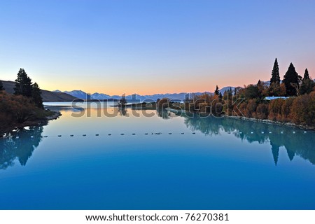 Reflection Lake in twilight, South island, new zealand