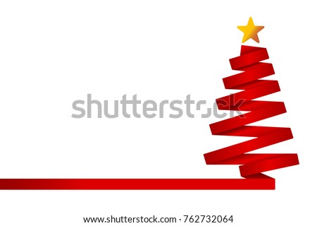 red christmas tree made from ribbon. Vector illustration