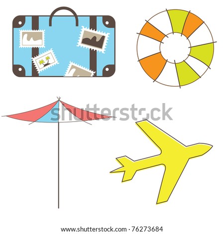 Holidays and travel clip-art set isolated on white background