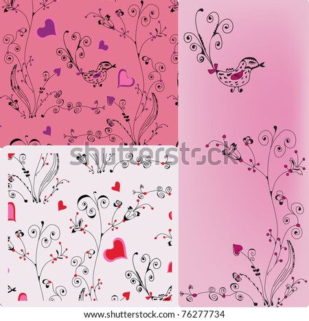 Floral backgrounds set with romantic patterns