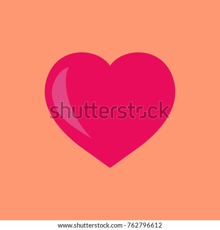 Heart isolated. Sign on orange background. Romantic symbol linked, join, love, passion and wedding. Template for t shirt, apparel, card, poster. Design element of valentine day. Vector illustration