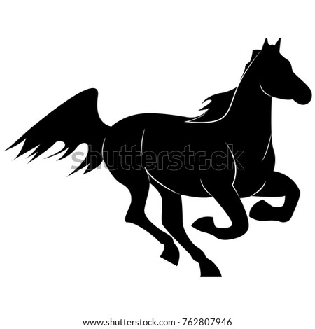 Vector image of a silhouette of a horse that jumps