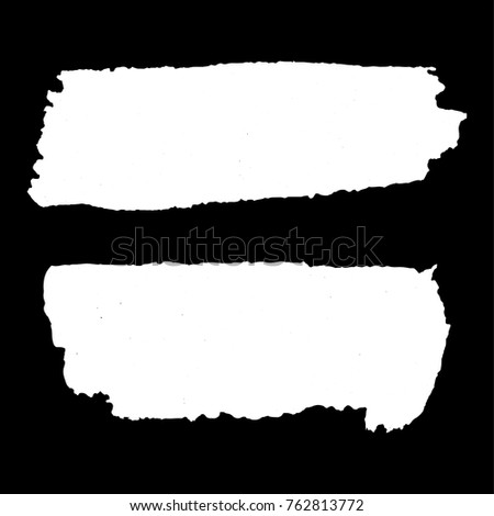 Grunge textures set. White horizontal brush on black. Vector template. Urban Background. Dust Overlay Distress Grain. Hand drawn illustration. Abstract shape for your design or scrapbook. EPS.