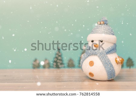 Christmas holiday background with Santa and decorations. Christmas landscape with gifts and snow. Merry christmas and happy new year greeting card with copy space. 