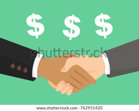 Handshake of business partners. Symbol of reaching an agreement, success and cooperation. Flat vector cartoon Handshake illustration.