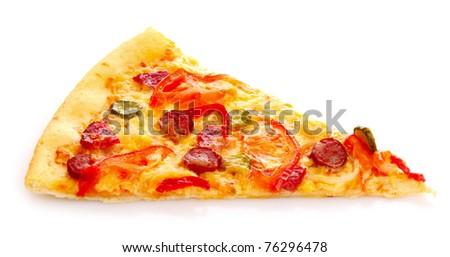 Tasty Italian pizza over white