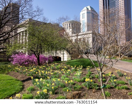 The Statehouse in Columbus Ohio early on a Spring Morning 