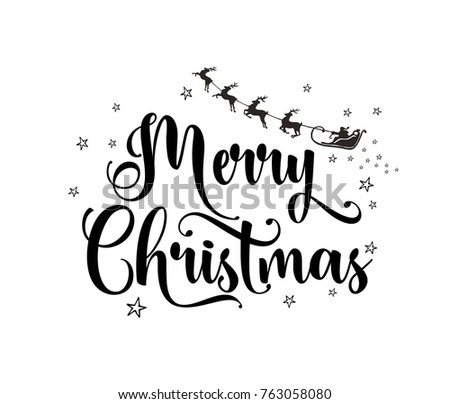 Hand lettering Merry Christmas vector, Calligraphic Lettering template Creative typography for Holiday Greeting Gift Card. Calligraphy Font vector