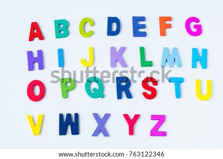 colorful wooden  alphabet on white background 