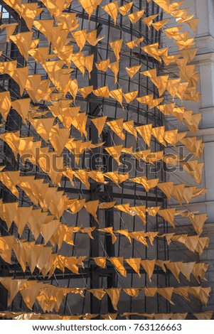 Yellow flag wall design building material pattert